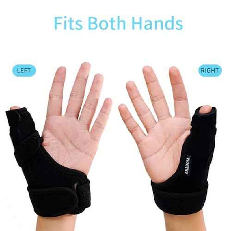 Trigger Thumb Splint- Adjustable Thumb Spica Support Stabilizer Brace for Pain, Sprains, Arthritis, Tendonitis, Breathable and Easy Application.(Right & Left Hand) (Black)