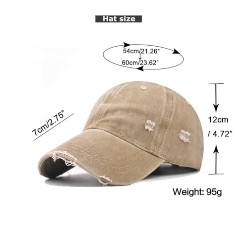 Classic Vintage Distressed Baseball Cap, Washed Cotton, Adjustable Fit