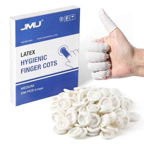 JMU Latex Finger Cots Medium, 200Pcs Finger Protectors Disposable Finger Gloves