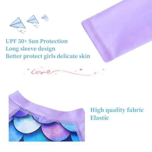 UMELOK Girls Long Sleeve Rash Guard One Piece Swimsuits with UV Protection Sunsuit