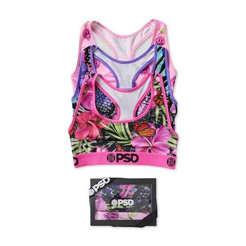 PSD Womens Sports Bra ? Wild Trip 3-Pack, Comfortable Medium Support Sports Bras for Women Pack, Womens Racerback Sports Bras Multipack, X-Large