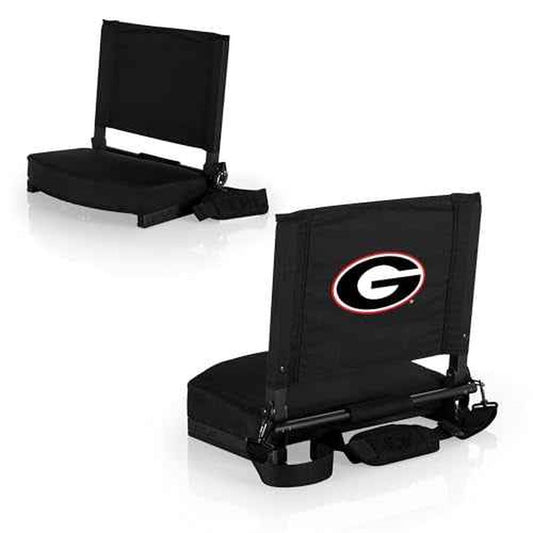 PICNIC TIME NCAA Georgia Bulldogs Gridiron Stadium Seat, Lightweight, Portable Folding Chair for Bleachers and Benches, (Black)