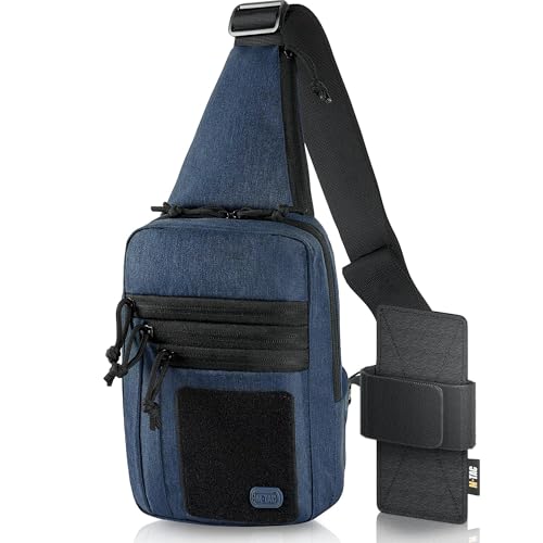 M-Tac Tactical Sling Bag for Men - Crossbody Concealed Carry Bag - Blue Melange Mens Crossbody Holster Bag