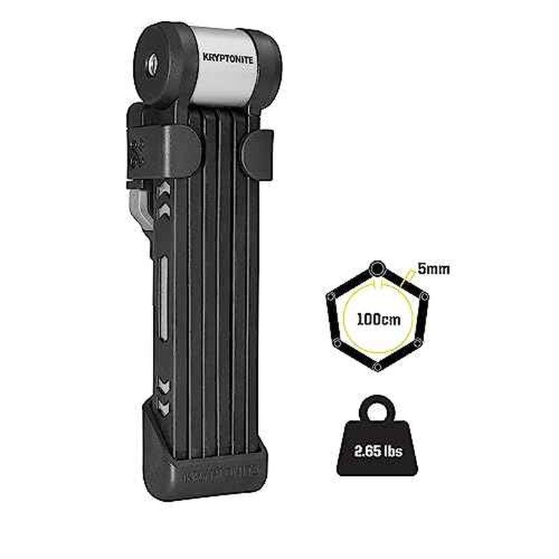 Kryptonite Kryptolok 610 S Folding Bike Lock, Compact Lightweight High Security Anti-Theft Foldable Bicycle Lock with 2 Keys and Mount for E-Bikes Scooter Road Mountain Bikes, 100cm (39 in),Black