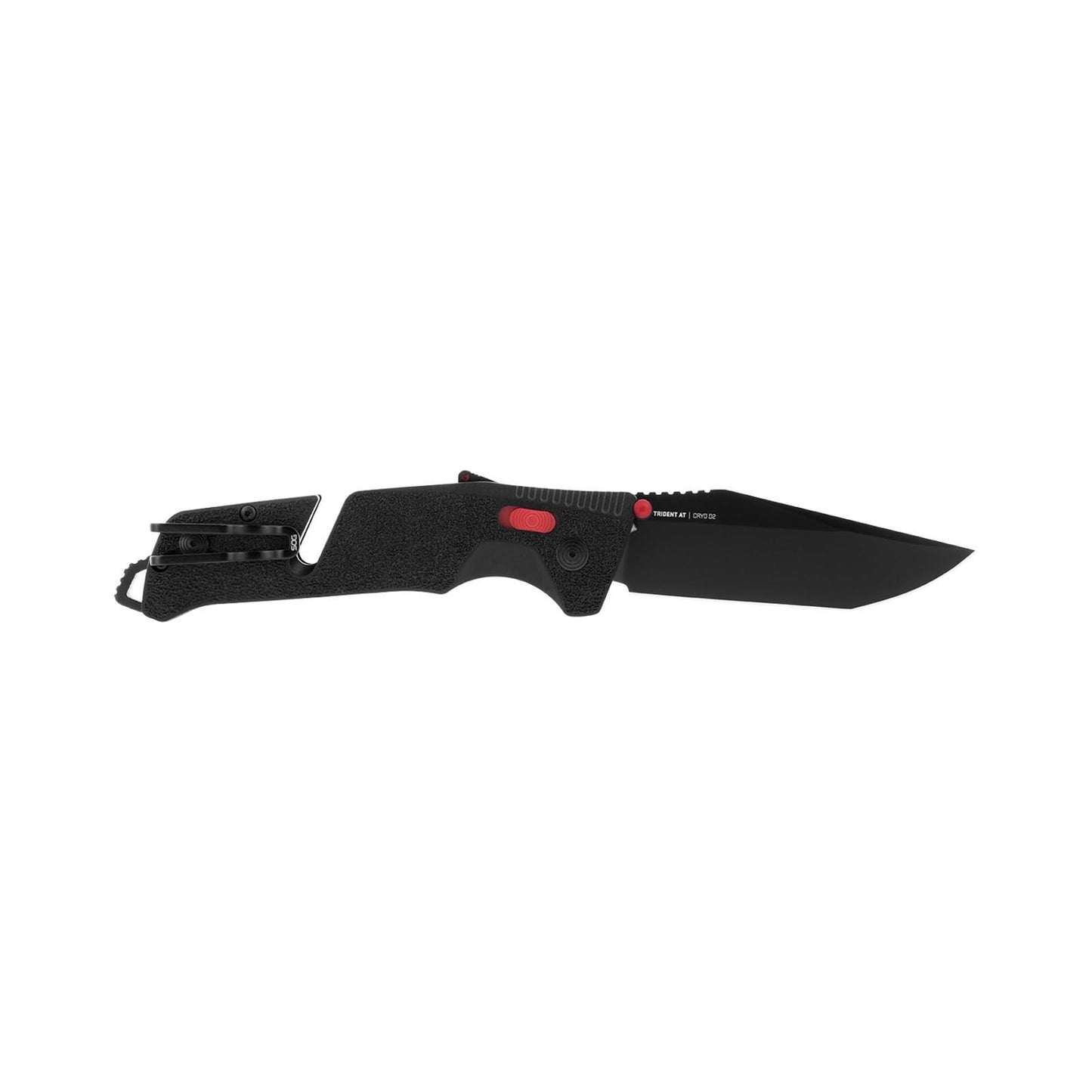 SOG Trident AT Ambidextrous Professional Tanto Folding Knives | Heat-Treated CRYO D2 3.75" Stainless Steel Blade, Black/Red