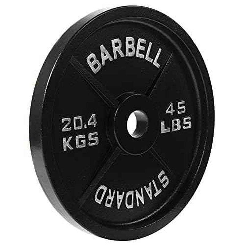 Fitvids Olympic Cast Iron 2-Inch Weight Plates Including 5FT Olympic Barbell Bar & Safely Locks, 100 Pounds Set (85 Lbs Plates + 15 Lbs Barbell Bar), Multiple Packages