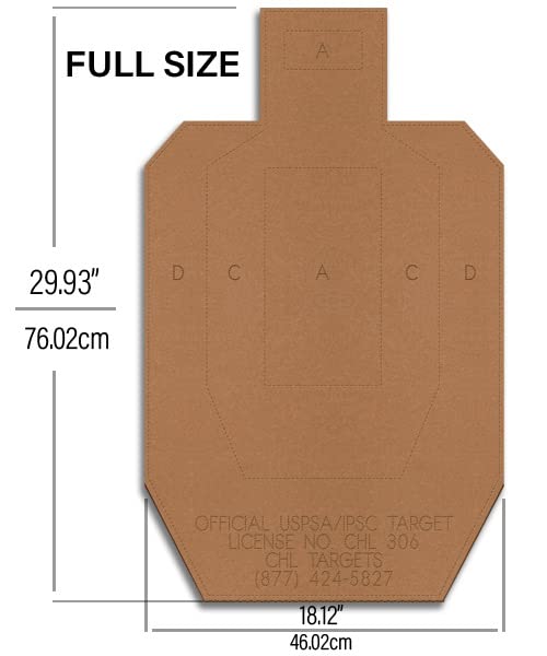 20 Official USPSA Cardboard Shooting Targets, Full Size Cardboard USPSA Targets, Competition Torso Targe, Shooting Range, Rifles, Handguns, & Shotguns (Cardboard, 20)