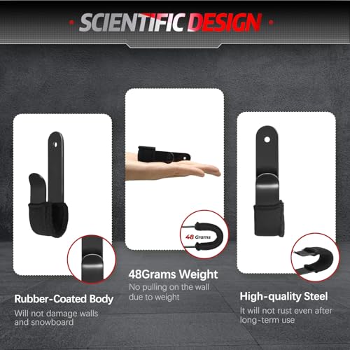 Snowboard Wall Mount Clips, Neoprene Diving Materia Buffer Protection,Horizontal Skateboard Wall Mount,Snowboard Display Stand for Room, Garage