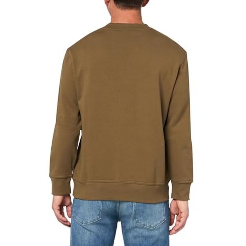 BOSS Men's Center Logo French Terry Crew Neck Sweatshirt