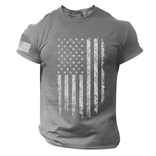 1776 T Shirt American Flag V-Neck USA Independence Day Men Letter Graphic Summer Tops American Independence Day Plus Size Oversized Tops Graphic Tees for Men Trendy Vintage Grey S