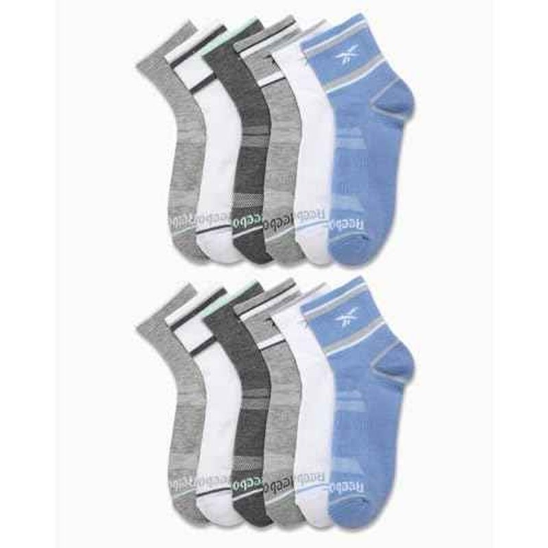 Reebok Womens Quarter Socks - 12 Pack Performance Arch Support Ankle Socks - Cushioned Athletic Socks for Women (Size: 4-10)