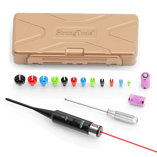 StrongTools Red BoreSighter 177 to 12GA Caliber Rifle Scope Handgun Hunting Red Dot Boresight Kit Press Switch Bore Sight 800mAh Battery(Red)