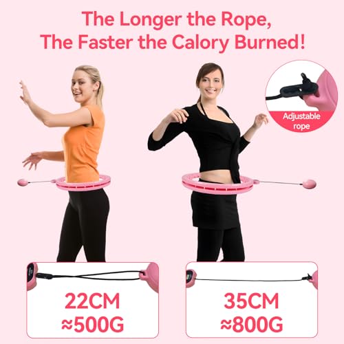 Humixx Silent Smart Waist Hula Hoop Fitness Circle with Ball, Pink