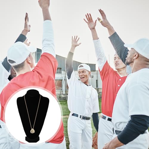 Landical 12 Pcs Baseball Championship Ring Baseball Champion Rings Softball Trophy Award Gift with Display Neck Chain and Stand for Tournament or League Baseball Champion Winner(Gold, 12 Pcs)