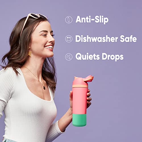 Owala Silicone Water Bottle Boot, Anti-Slip Protective Sleeve for Water Bottle, Protects FreeSip or Flip Stainless Steel Water Bottles, 24 Oz, Purple