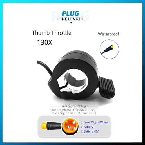 BAFANG Ebike 130X Thumb Throttle 24V 36V 48V 60V 72V Waterproof/SM Connector,E Bike Speed Control Accessories for Electric Bicycle Conversion Kit E-Bike Accessories