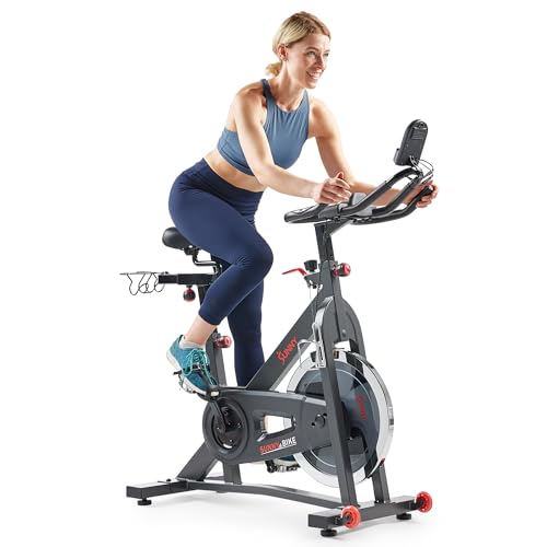 Sunny Health & Fitness Pro II Indoor Cycling Bike with Device Mount and Advanced Display – SF-B1995, Silver