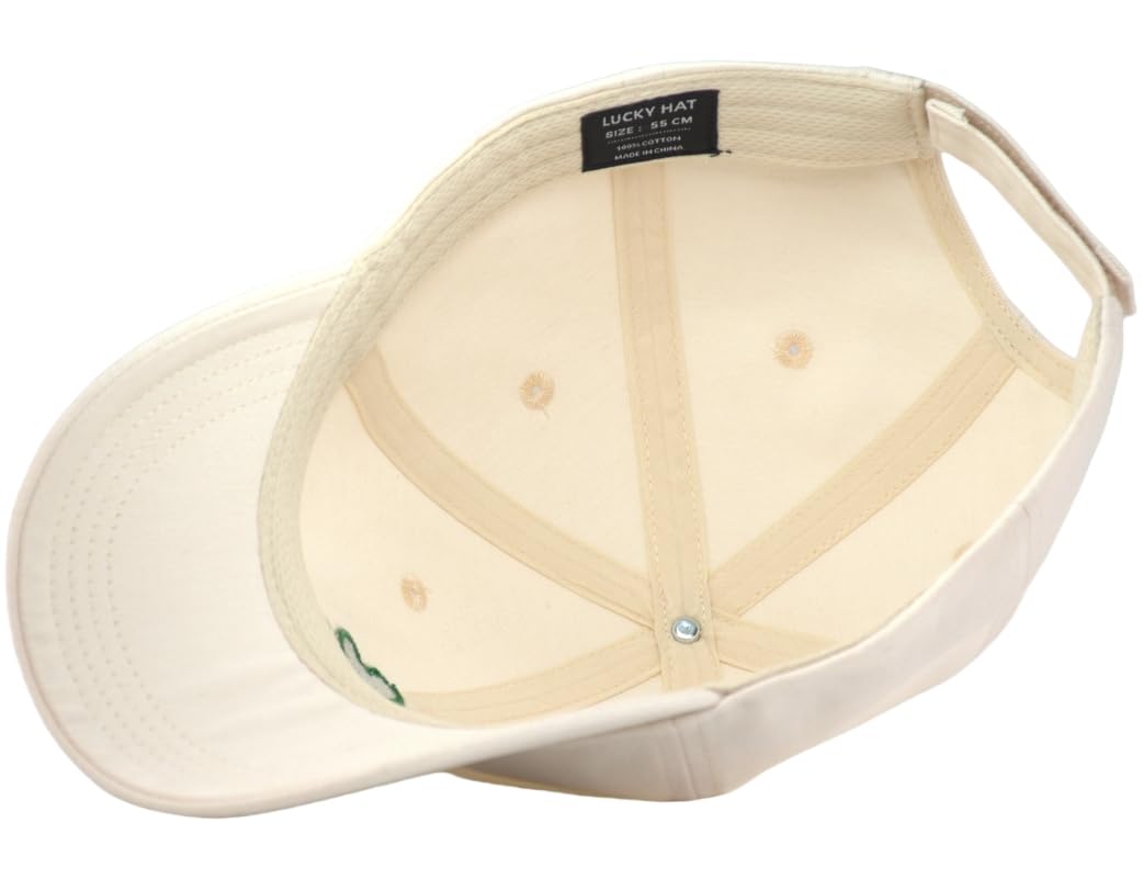 Small Size Baseball Cap for Petite Head Adults/Youth/Teens - Adjustable S Size Shamrock Hat Lucky Four-Leaf Clover Ball Cap for Small Head Women Men & Teenagers - Beige