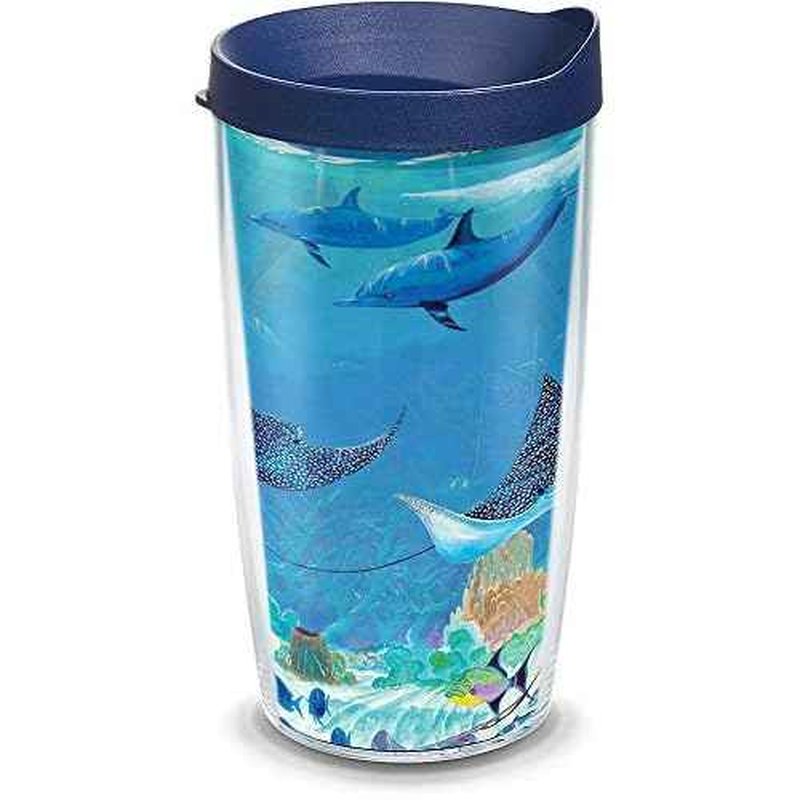 Tervis Guy Harvey - Ocean Scene Made in USA Double Walled Insulated Tumbler Travel Cup Keeps Drinks Cold & Hot, 16oz, Classic