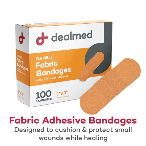 Dealmed Sterile Flexible Fabric Adhesive Bandages – 1x3 Inch – 100/Box - Breathable First Aid Strip Pack - Soft Stretch Wound Patch for Medical, Emergency Kits & Clinic