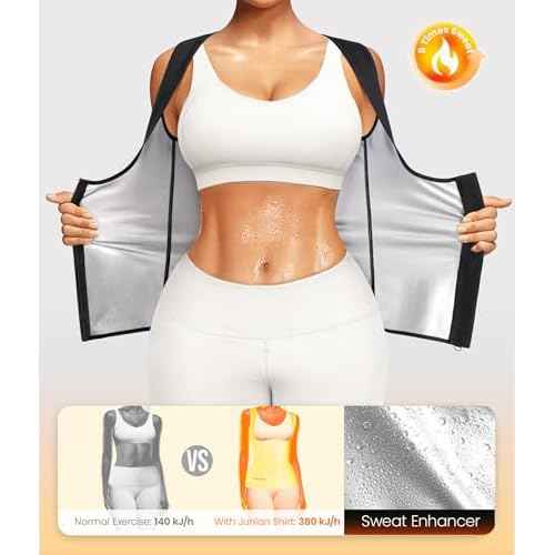 Junlan Sauna Suit for Women Waist Trainer Vest for Women Sweat Tank Top Shaper for Women with Zipper
