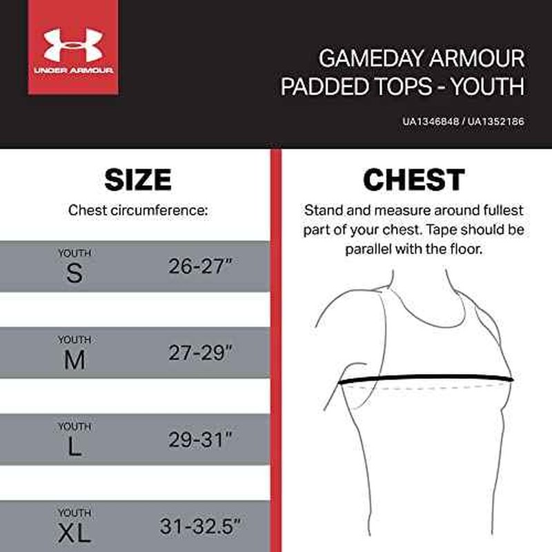 Under Armour Gameday Pro 5-Pad Football Compression Top, with UA HeatGear & McDavid HEX Technology, Moisture Wicking Protection (Youth)