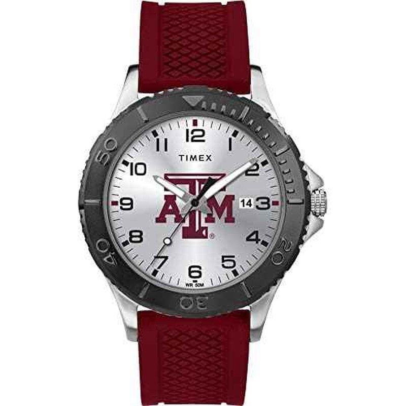 Timex Tribute Men's Collegiate Gamer 42mm Watch ? Texas A&M Aggies with Crimson Silicone Strap