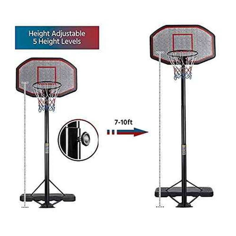 Yaheetech Basketball Hoop Outdoor for Adults Portable Basketball Goal Court 9-12ft Height Adjustable with 43 inch Backboard