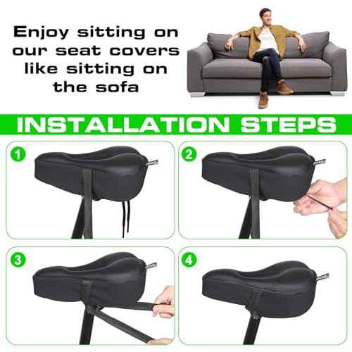 Zacro Bike Seat Cushion - Gel Padded Bike Seat Cover for Men Women Comfort, Extra Soft Exercise Bicycle Seat Compatible with Peloton, Outdoor & Indoor Bike Saddles