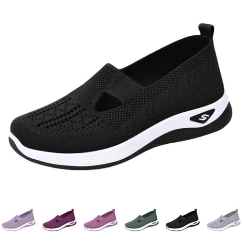 Generic Womens White Sneakers Women's Slip on Sneakers Shoes Woven Orthopedic Breathable Soft Shoes Walking Diabetic Foam Shoes Hands Free Slip in V-667 Gray 5.5