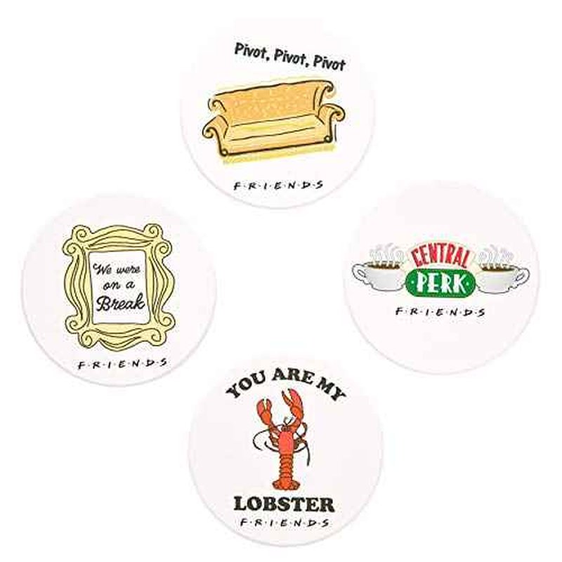 Friends TV Show Merch Ceramic Drink Coasters Set of 4 with Cork Backing | Friends Home & Kitchen Decor