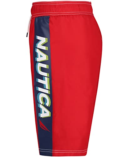 Nautica Boys' Swim Trunk with UPF 50+ Sun Protection, in Motion Carmine, 6