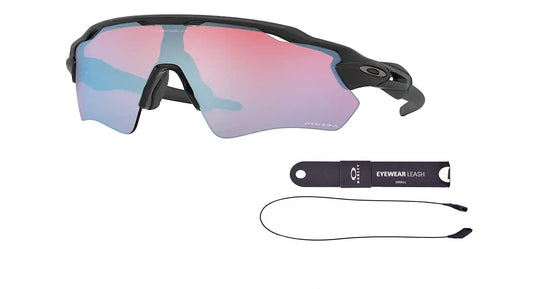 Oakley Radar Ev Path OO9208 92087 38MM Matte Black/Prizm Snow Saphire Iridium Rectangular Sunglasses for Men + BUNDLE Accessory Leash Kit + BUNDLE with Designer iWear Eyewear Kit