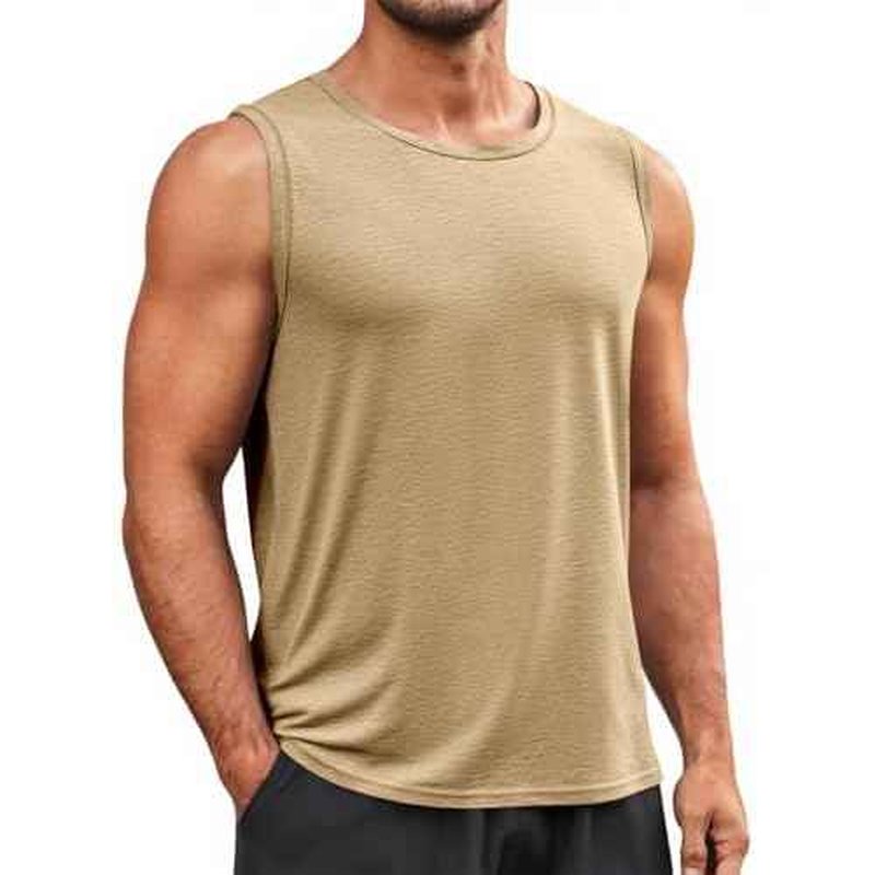 Runcati Mens Sleeveless Tank Tops Workout Cut Off Shirt Muscle Athletic Gym Summer Beach T Shirts