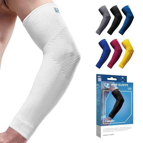 LP SUPPORT 668 Compression Arm Sleeve for Workouts, Sports & Weightlifting, Golf and Tennis Elbow Pain relief for Men & Women