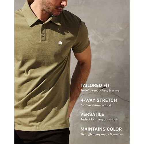 INTO THE AM Men's Polo Shirts - Fitted Short Sleeve Collar Shirt for Men S - 4XL