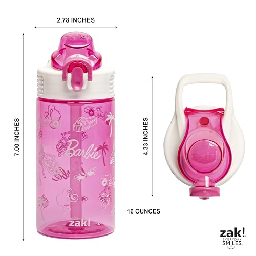 Zak Designs PJ Masks Kids Water Bottle with Spout Cover and Built-In Carrying Loop, Durable Plastic, Leak-Proof Design for Travel (16 oz, Non-BPA, Catboy & Owlette & Gekko)