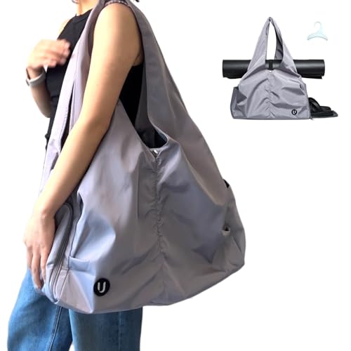 Uhawi Yoga Gym Bags for Women Versatile Bag with Shoes Compartment and Wet Dry Storage Pockets with Adjustable Yoga Mat Holder (gray)