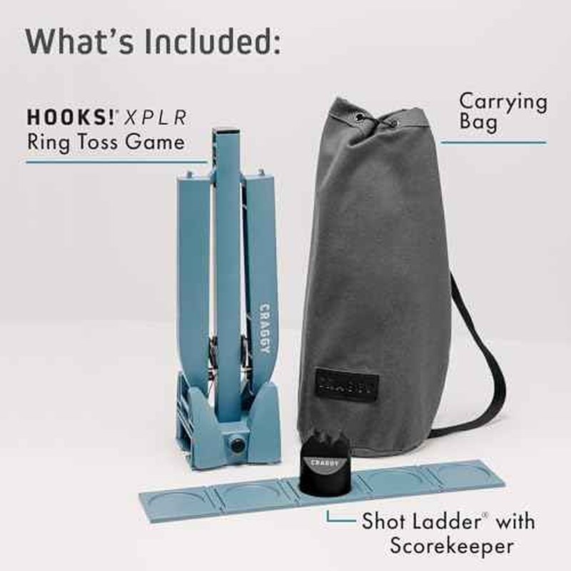 Craggy Games Ring Toss & Shot Ladder Game Hooks XPLR - Portable Aluminum Hook and Ring for Indoor/Outdoor Games - Family Game Night, Party Games, Travel, Multiplayer for Ages 12+