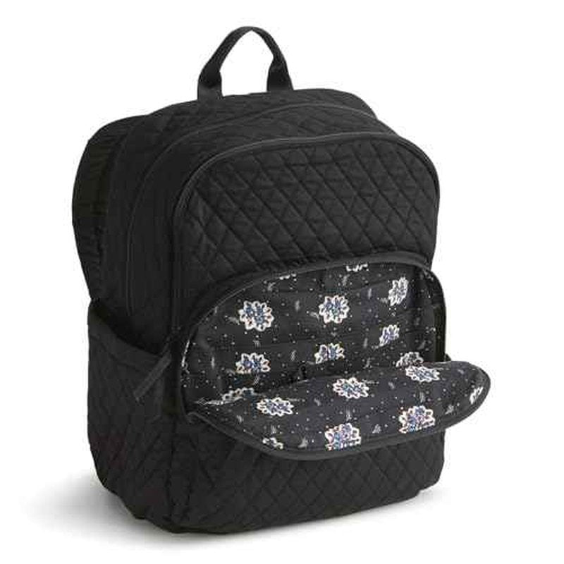 Vera Bradley Women's Premium Cotton Large Bancroft Backpack, Moonless Night, One Size