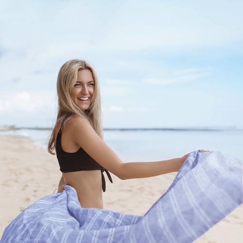 Turkish Beach Towel Oversized 38x71 100% Cotton Extra Large Sand Free Quick Dry Light Travel Towels for Adults Beach Accessories Gifts Essentials