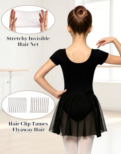 WYHDY Girls Ballet Leotard with Skirt Dance Dress Outfit 10-12 Years Black