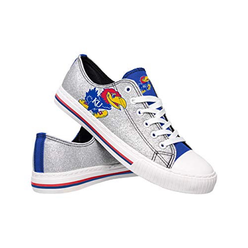 FOCO Kansas Jayhawks NCAA Womens Glitter Low Top Canvas Shoes - 8