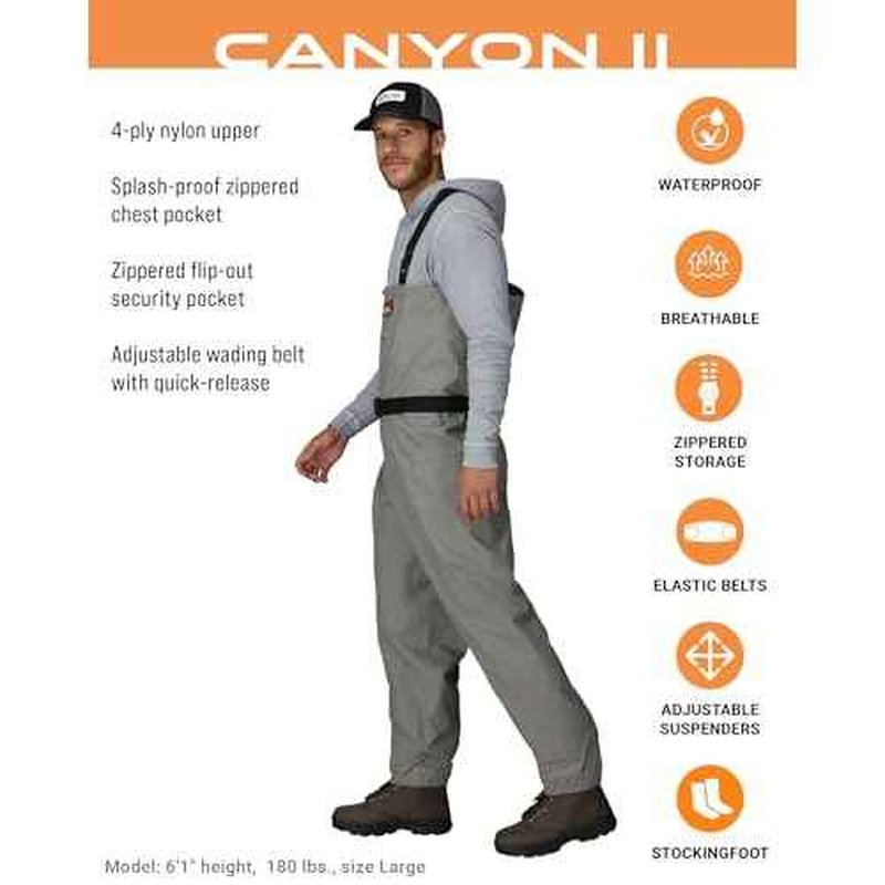 FROGG TOGGS Canyon II Breathable Waterproof Stockingfoot Fishing Chest Wader for Fishing