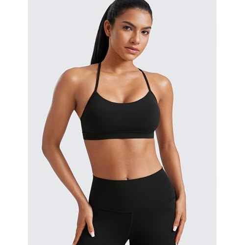 CRZ YOGA Womens Butterluxe Y Back Sports Bra - Padded Racerback Low Impact Spaghetti Thin Strap Workout Yoga Top