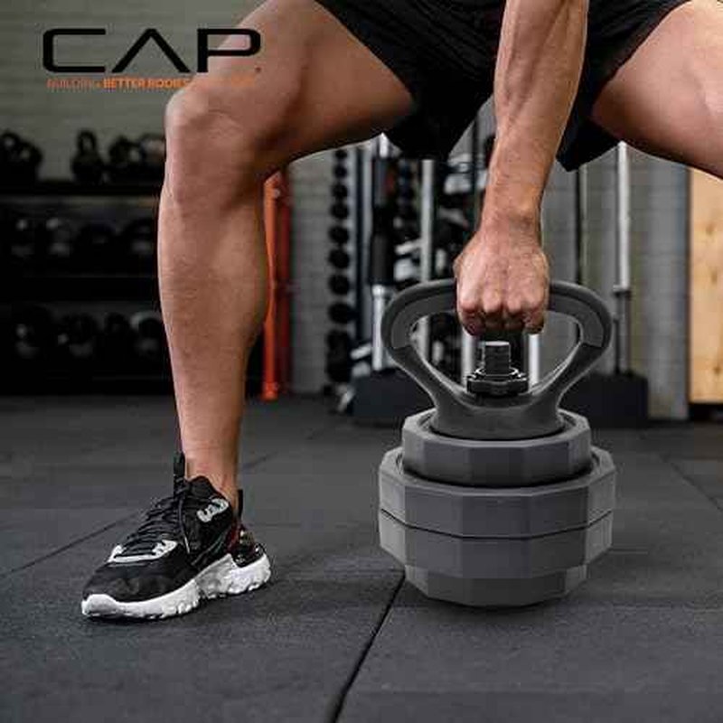 CAP Barbell 66 lb Multi-Use Adjustable Weight Set - Versatile Dumbbell, Barbell & Kettlebell for Full-Body Workouts | Gray