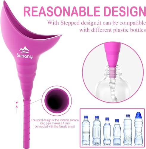 Female Urination Device, Reusable Female Urinal Silicone Women Pee Funnel Allows Women to Pee Standing Up, Portable Womens Urinal is The Perfect Companion for Camping,Outdoor,Travel（Fuchsia）