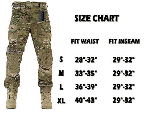 ZAPT Combat Pants Men's Airsoft Paintball Tactical Pants with Knee Pads Hunting Camouflage Military Trousers (S, AU Camo)