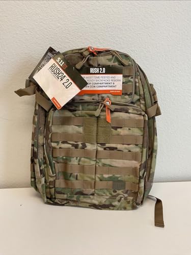 5.11 Tactical Backpack – Rush 24 2.0 – Pack and Laptop Compartment, 37 Liter, Medium, Style 56564 – Multicam