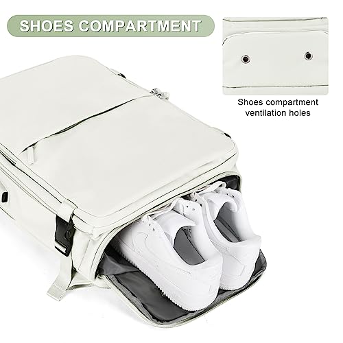 coofay Large Travel Backpack For Women Men Airline Approved Carry On Bags For Airplanes Underseat Luggage Backpack For Traveling On Airplane Personal Item Travel Bag For Airlines White